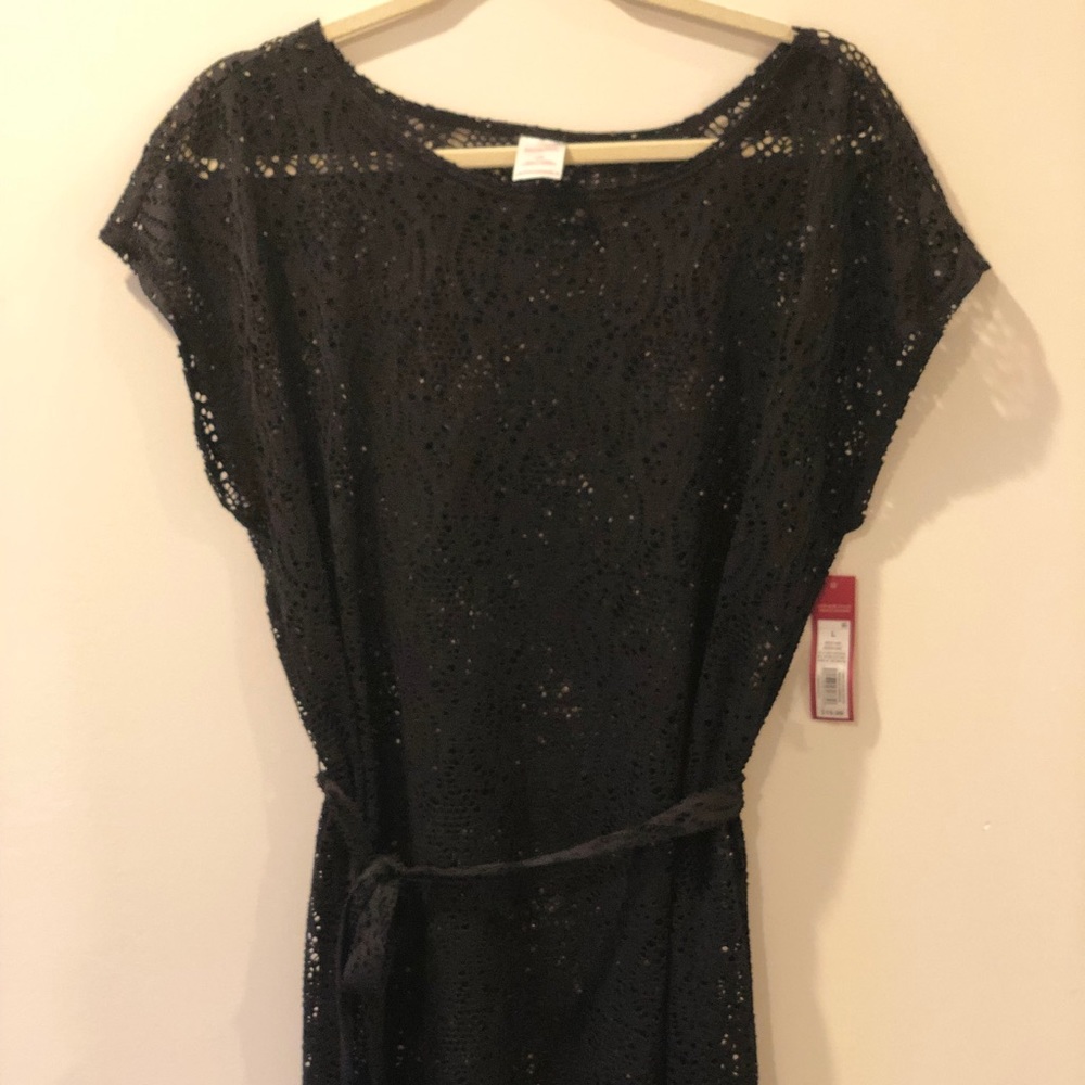 NEW- Black mesh beach coverup